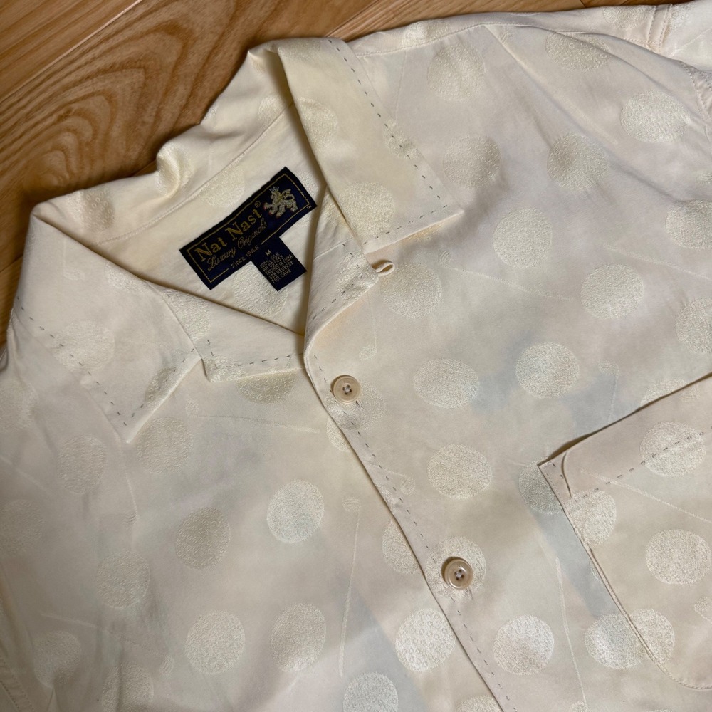 Nat Nast Limited Edition 100% Silk Shirt Embroidered Golf Sz Med Triple Threat